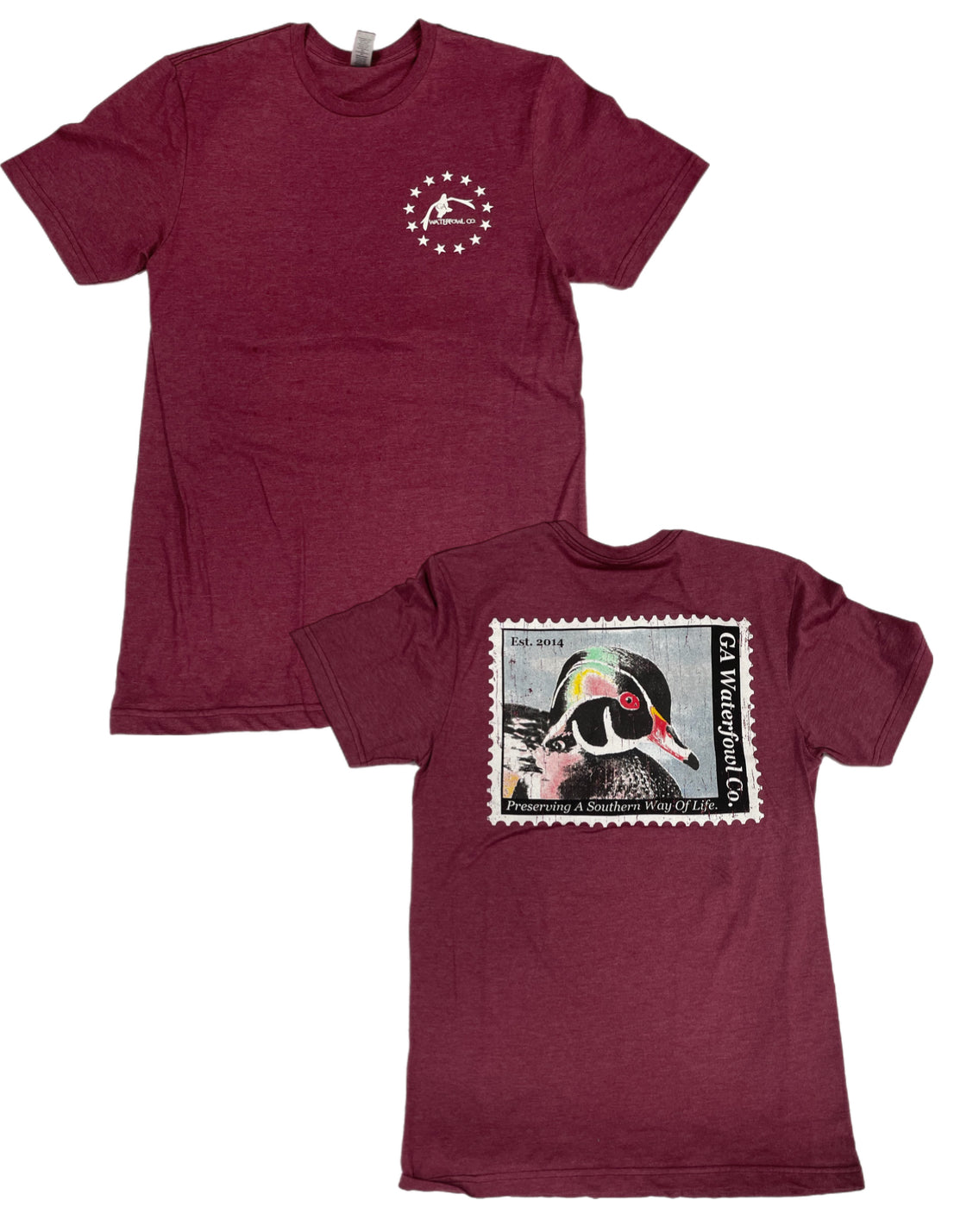 Maroon Wood Duck Stamp Tee